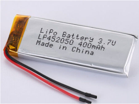 खरीदें चांदी की पन्नी और पारदर्शी पीवीसी LP452050 3.7V 400MAH 50 मिमी रेड वायर पॉलिमर लिथियम आयन रिचार्जेबल सेल नमूना स्वीकृति ऑनलाइन निर्माण