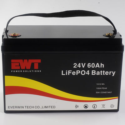 EWT LiFepo4 बैटरी पैक 24V 60AH बड़ी एलसीडी स्क्रीन निगरानी क्षमता के साथ