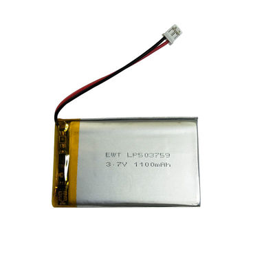 सिल्वर लिथियम पॉलिमर रिचार्जेबल बैटरी LP503759 3.7V 1100mAh दीर्घकालिक प्रदर्शन के लिए