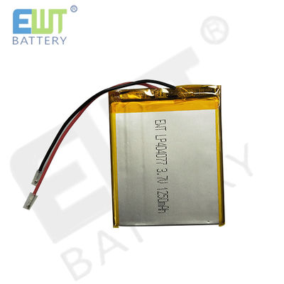 सर्ट सर्किट संरक्षण के साथ चांदी रंग लिथियम पॉलिमर बैटरी LP404077 3.7V 1250mAh