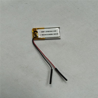 LP301324 3.8V 90mAh लिथियम पॉलीमर बैटरी ओईएम ओडीएम समर्थित ग्रेड ए