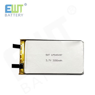 लिथियम पॉलिमर बैटरी LP545497 3.7V 3050mAh ओवरचार्ज सुरक्षा और पीसीबी सुरक्षा सुविधाओं के साथ