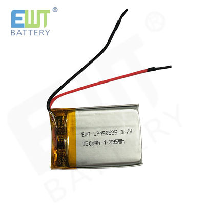 LP452535 3.7V 350mAh लिथियम पॉलिमर बैटरी अधिकतम चार्जिंग करंट 1C के साथ