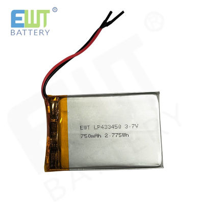 LP433450 3.7V 750mAh ली-पॉलिमर पावर सेल ओवर डिस्चार्ज सुरक्षा के साथ