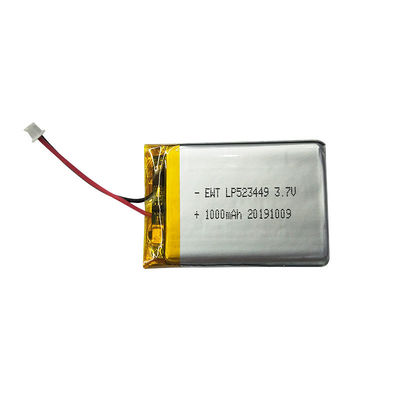 LP523449 3.7V 1000mAh पीसीएम के साथ लिथियम पॉलिमर बैटरी