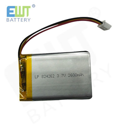 एलईडी उपकरण के लिए LP824262 3.7V 2600mAh उच्च क्षमता LiPo पैक पावर