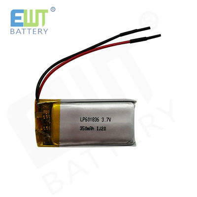 LP601836 3.7V 350mAh लिथियम पॉलिमर बैटरी 1S1P टिकाऊ वायु या समुद्री शिपिंग के लिए