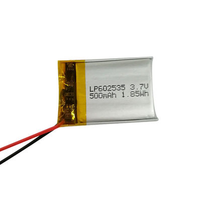 LP602535 3.7V 500mAh लिथियम पॉलीमर बैटरी IEC62133 प्रमाणन और Contant डिस्चार्ज वर्तमान 1C के साथ