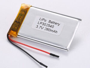LP302540 3.7V 260MAH उच्च दर प्रकार लिथियम पॉलिमर बैटरी पर्यावरण प्रभाव विषाक्त सामग्री 12 महीने की गारंटी