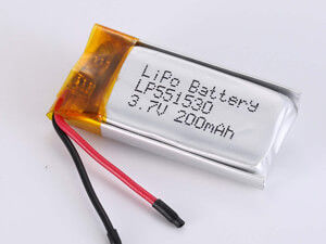 LP551530 200MAH सिल्वर लिथियम पॉलीमर बैटरी 500 चक्रों के साथ औद्योगिक और वाणिज्यिक के लिए चक्र जीवन -20°C से 45°C