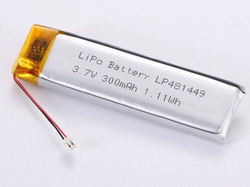 LP481449 3.7V 300MAH JST डिस्चार्ज कनेक्टर उच्च क्षमता पेशेवर अनुप्रयोगों के लिए LiPo पैक -20 से 45 डिग्री सेल्सियस