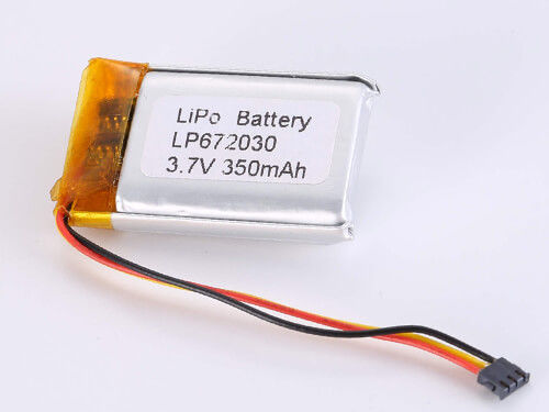 3.7V 350MAH 500-1000 चक्र लिथियम पॉलिमर बैटरी -20 से 60 डिग्री सेल्सियस तक डिस्चार्ज तापमान