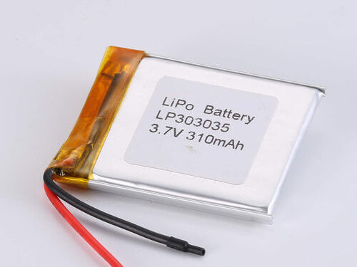 3.7V चार्जिंग वोल्टेज LP303035 310MAH JST डिस्चार्ज कनेक्टर अनुप्रयोगों के लिए लिथियम पॉलिमर रिचार्जेबल बैटरी