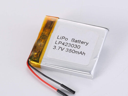 LP423030 3.7V 350MAH रिचार्जेबल उपकरणों के लिए दीर्घकालिक लिथियम पॉलिमर बैटरी -20 से 45 डिग्री सेल्सियस