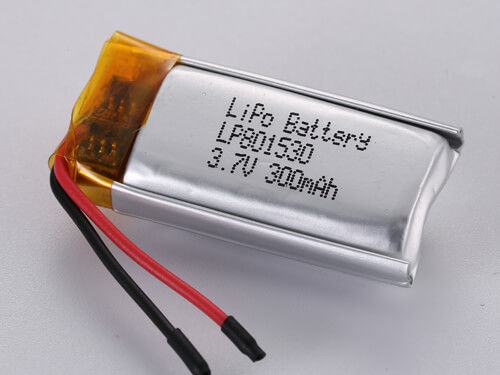 LP801530 3.7V 300MAH लिथियम पॉलिमर रिचार्जेबल बैटरी -20 से 60 डिग्री सेल्सियस तक डिस्चार्ज तापमान और क्षमता के लिए