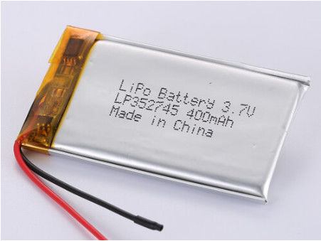 UN38.3 प्रमाणित LP352745 3.7V 400MAH लिथियम पॉलिमर बैटरी त्वरित 2 घंटे चार्जिंग और विस्तारित 4-6 घंटे डिस्चार्जिंग के लिए