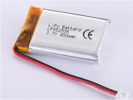 LP552535 3.7V 450MAH कम तापमान लिथियम पॉलिमर बैटरी ROHS प्रमाणित और औद्योगिक अनुप्रयोगों के लिए उपयुक्त