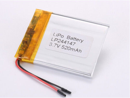 अन्य एनोड सामग्री पॉलिमर लिथियम आयन रिचार्जेबल सेल LP244147 3.7V 520MAH अधिकतम प्रदर्शन और ROHS प्रमाणन के लिए