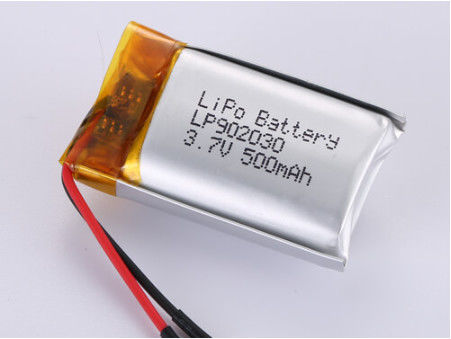 LP902030 3.7V 500MAH हाई कैपेसिटी लिपो पैक सीसी/सीवी चार्ज विधि और लिथियम पॉलिमर रसायन