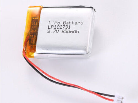 OEM/ODM समर्थन 3.7V 850MAH JST कनेक्टर लिथियम पॉलिमर बैटरी LP102731 -20°C से 60°C उच्च प्रदर्शन के लिए