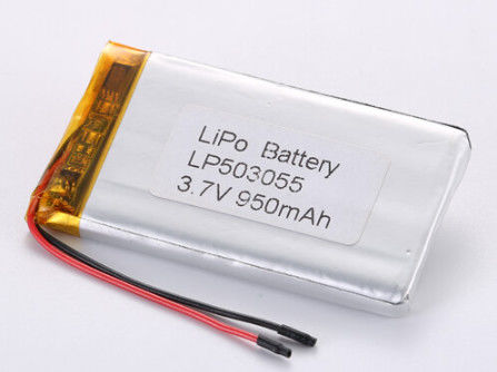 LP503055 3.7V 950MAH लिथियम आयन बैटरी निर्माता लंबे समय तक चलने वाली लिथियम पॉलिमर रिचार्जेबल बैटरी डिस्चार्जिंग तापमान -20°C से 60°C