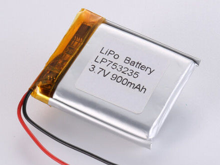 LP753235 3.7V 900MAH लिथियम आयन बैटरी निर्माता चार्ज करने योग्य पॉलिमर लिथियम आयन रिचार्जेबल सेल -20°C से 60°C तक आपकी आवश्यकताओं के लिए डिस्चार्जिंग तापमान