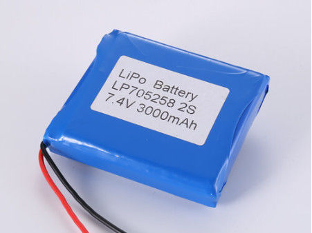 स्टोरेज प्रकार के साथ टिकाऊ LP705258 7.4V 3000MAH लिथियम पॉलिमर बैटरी रिचार्जेबल और शक्तिशाली
