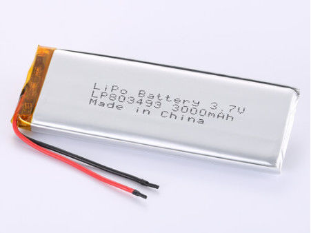 LP803493 3.7V 3000MAH लिथियम आयन बैटरी निर्माता JST/लंबे समय तक चलने वाले प्रदर्शन के लिए अनुकूलित कनेक्टर प्रकार