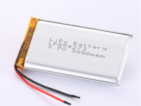LP854273 3.7V 3000MAH लिथियम पॉलिमर बैटरी CC/CV चार्ज विधि ओवर-डिचार्ज सुरक्षा JST/अनुकूलित कनेक्टर प्रकार