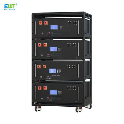 51.2V 200Ah सौर बैटरी लिथियम आयरन फॉस्फेट रैक प्रकार ऊर्जा भंडारण RoHS प्रमाणन और RS232 संचार के साथ